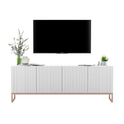 B&Q -  Elpis Glamour Tv Cabinet Media Unit With StorageWhite / Copper Frame