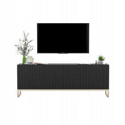 B&Q -  Elpis Glamour Tv Cabinet Media Unit With StorageBlack / Golden Frame