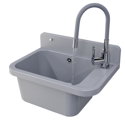 Utility Sink Granitan Paron MarbeledGarageLaundryBoiler Room With Faucet Grey 50X34Cm from B&Q