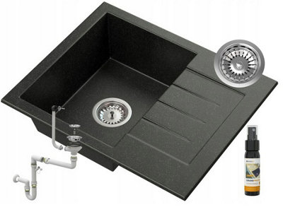 Granitan Granite Sink Milano Single Bowl With Drainer And Waste Set from B&Q