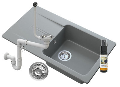 Granitan Granite Single Bowl Kitchen Sink With Drainer And Waste Set from B&Q