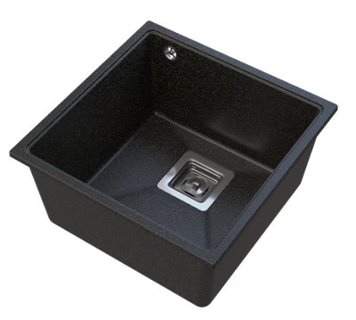Granitan Napo Undermount Granite Kitchen Sink Black With Gold Flecks 420 X 420mm 1 Bowl from B&Q