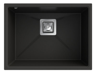 Granitan Napo 55 Undermount 1 Bowl Granite Composite Kitchen Sink Set Black 550 X 420mm With Tap And Siphon from B&Q