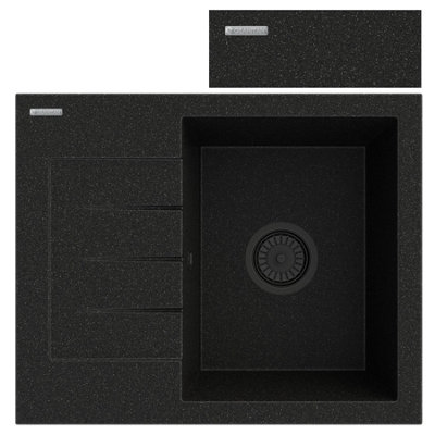 Granite Sink Granitan Milano With Drainer And Black Syphon1 Set from B&Q