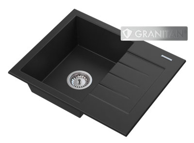 Granite Sink Granitan Milano With Drainer And Black Syphon 1Pc from B&Q