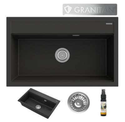 Granitan Asti Granite Kitchen Sink With Siphon 1 Set from B&Q