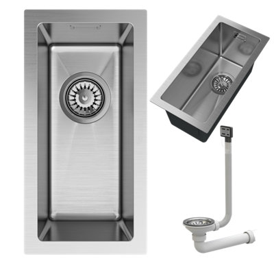 Granitan Slim Stainless Steel Narrow Under Mount Over Mount Sink Chrome Silvo22 With Siphon