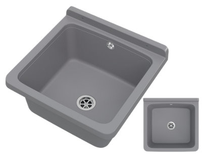 Utility Technical Sink Granitan OrtaGarageBoiler RoomLaundry Grey 40X38Cm from B&Q