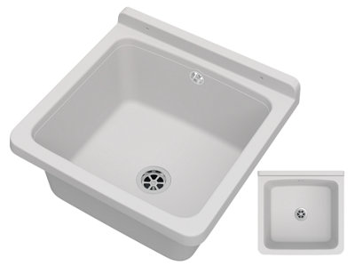 Utility Technical Sink Granitan OrtaGarageBoiler RoomLaundry White 40X38Cm from B&Q