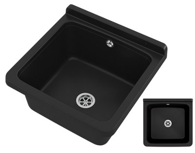 Utility Technical Sink Granitan OrtaGarageBoiler RoomLaundry Black 40X38Cm from B&Q