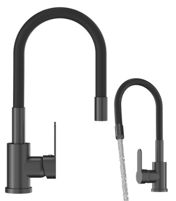 Granitan Kitchen Tap Grado Flexible Spout Gungrey 1Pc from B&Q