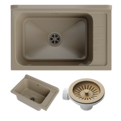 Monza Utility Sink Granitan For GarageLaundry Beige from B&Q