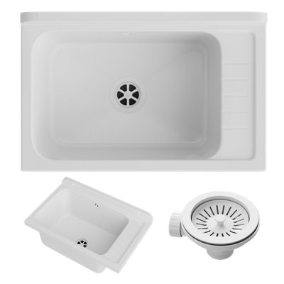 Monza Granitan Utility Sink For GarageLaundry White from B&Q