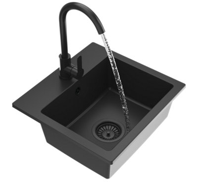 Granite Sink Granitan Teor Single Bowl With Waste Kit And Tap Set from B&Q