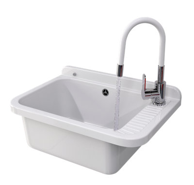 Granitan Granite Utility Sink Negra With Grado Tap And Siphon Set 1Pc from B&Q