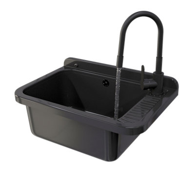 Granitan Negra Utility Sink For GarageBoiler RoomLaundry With Faucet And Trap Set from B&Q