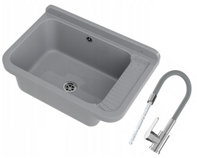Granitan Negra Utility Sink For GarageUtility RoomLaundry With Waste Kit And Tap1 Set from B&Q