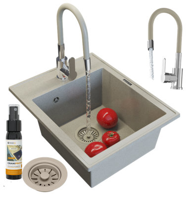 Granite Sink Granitan Nero Single Bowl With Tap And Waste Set from B&Q