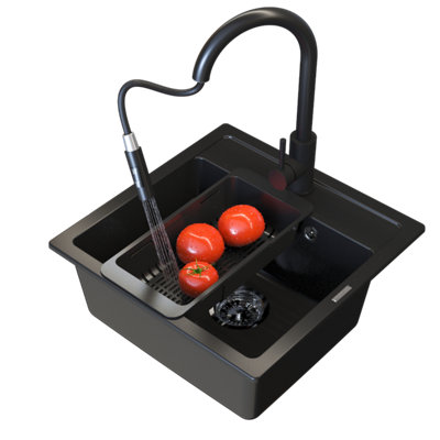 Granitan Granite Single Bowl Sink Malmo With SyphonLoseto Tap And Basket Set from B&Q