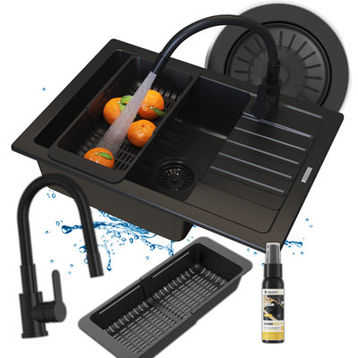 Black Granite Kitchen Sink Single Bowl Granitan Argos With Tap And Waste Set from B&Q