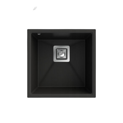 Granitan Napo 42 Undermount Kitchen Sink Black Granite Composite 420 X 420mm With Siphon 3 Piece Set from B&Q