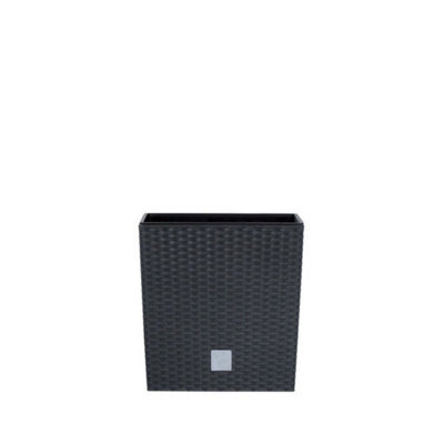 Urbn-Living BlackSet Of 117Cm Rato Rattan Design Plant Pots Square -1-2 Pack from B&Q