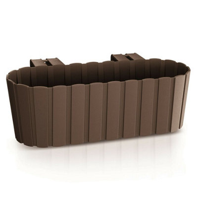 Urbn-Living Urbnliving 13Cm Height Brown Plastic Balcony Wood Look Hanging Flower Plant Garden Indoor Outdoor Herb Pots from B&Q