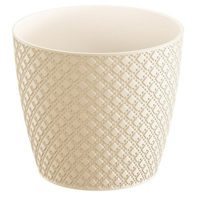 Urbn-Living Cream 11.2Cm Height Plastic Flower Plant Garden Indoor Outdoor Planter Herb Pots Small