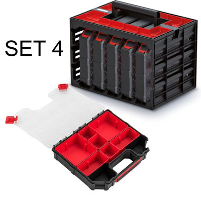 B2C Parts Storage Organiser Tager Case Diy Compartment Cabinet Screws Carry Tool Box Set 4