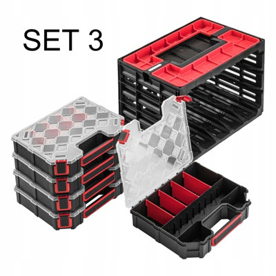 B2C Parts Storage Organiser Tager Case Diy Compartment Cabinet Screws Carry Tool Box Set 3
