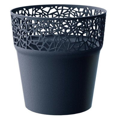 Urbn-Living Urbnliving 17.9Cm Height Black Tree Mini Plastic Flower Plant Garden Indoor Outdoor Herb Planter Pots Modern from B&Q