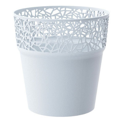 Urbn-Living Urbnliving 17.9Cm Height White Tree Mini Plastic Flower Plant Garden Indoor Outdoor Herb Planter Pots Modern from B&Q