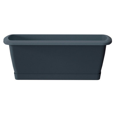 Urbn-Living BlackMedium Respana Set Balcony Plant Box With A Saucer from B&Q