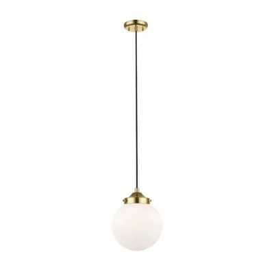 B&Q -  Luminosa Riano Globe Pendant Ceiling LightFrench GoldOpal1X E27