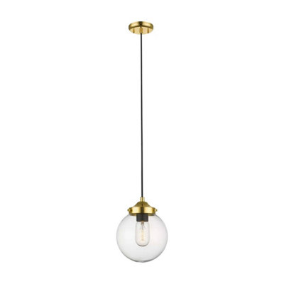 Luminosa Lighting Luminosa Riano Globe Pendant Ceiling LightFrench GoldGlass1X E27 from B&Q