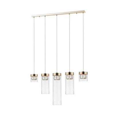 Luminosa Lighting Luminosa Gem Bar Pendant Ceiling LightGold5X G9 from B&Q