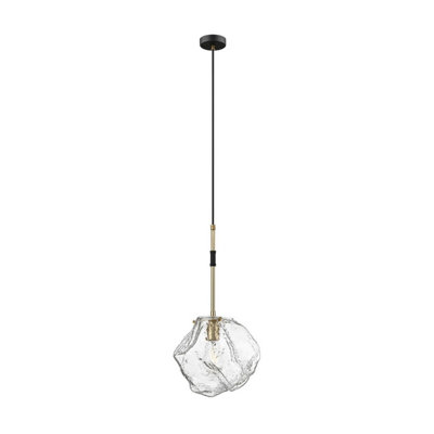 B&Q -  Luminosa Rock Pendant Ceiling LightMatt BlackGold1X E27