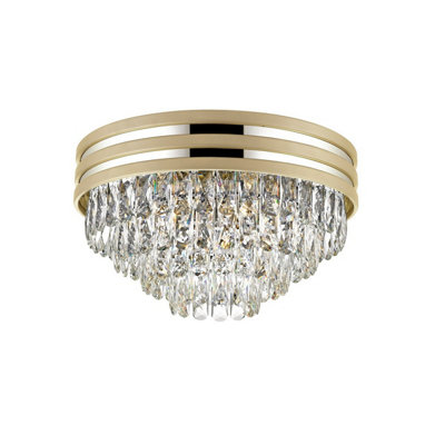 B&Q -  Luminosa Naica Crystal Ceiling LightMatt GoldClear5X E14