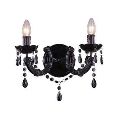 Luminosa Lighting Luminosa Magnolia Candle Wall LampBlack2X E14 from B&Q