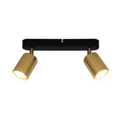 Luminosa Lighting Luminosa Vila Twin Ceiling SpotlightBlackGold2X Gu10 from B&Q