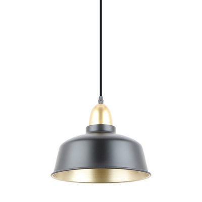 Luminosa Lighting Luminosa Mensa Dome Pendant Ceiling LightMatt BlackGold1X E27
