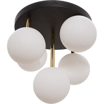 Luminosa Lighting Luminosa Ali Cluster Globe Ceiling LightBlackGold5X G9 from B&Q