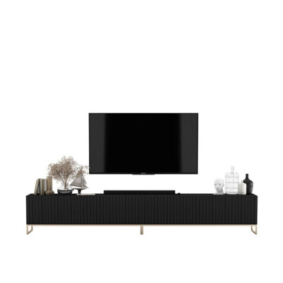 B&Q -  Elpis Glamour Tv Cabinet Media Unit Extra Long 300 CmWhite Matt / Gold Frame