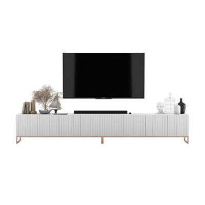 B&Q -  Elpis Glamour Tv Cabinet Media Unit Extra Long 300 CmWhite Matt / Copper Frame