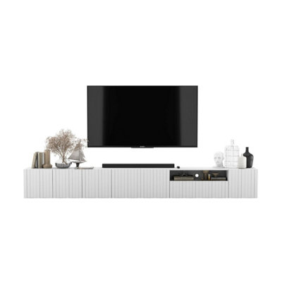 B&Q -  Elpis Glamour Tv Cabinet Media Unit Extra Long 300 Cm Wall MountedWhite Matt