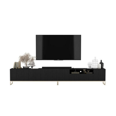 B&Q -  Elpis Glamour Tv Cabinet Media Unit Extra Long 300 CmBlack Matt / Gold Frame