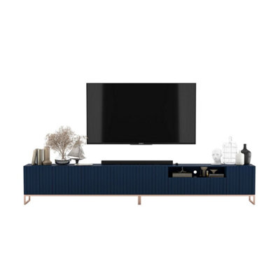 B&Q -  Elpis Glamour Tv Cabinet Media Unit Extra Long 300 CmNavy Matt / Copper Frame