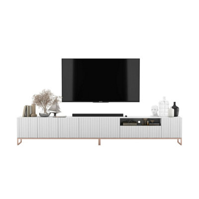 B&Q -  Elpis Glamour Tv Cabinet Media Unit Extra Long 300 CmWhite Matt / Copper Frame