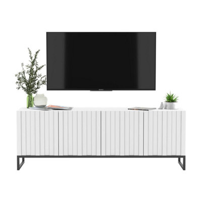 B&Q -  Elpis Glamour Tv Cabinet Media Unit With StorageWhite / Black Frame