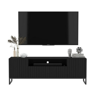 B&Q -  Elpis Glamour Tv Cabinet Unit With Storage 150 CmBlack Matt / Black Frame